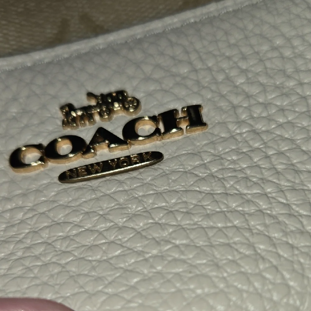 Coach Beige and White Signature Shoulder Bag - Picture 13 of 16